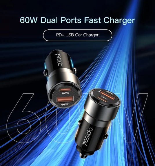 High Quality Car Charger 60W PD3.0 TPYE-C USB Dual-Port