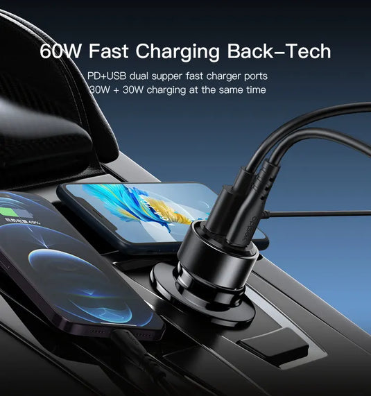 High Quality Car Charger 60W PD3.0 TPYE-C USB Dual-Port