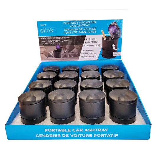 ELINK | PORTABLE CAR ASHTRAY AND CIGARETTE HOLDER WITH LED LIGHT