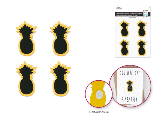 Craft Decor: 5cm Chalk-It-Up Icon Wood Stickers B) Pineapple