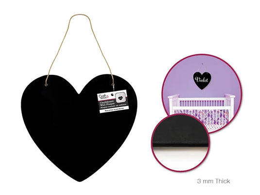 Craft Decor: 9" Chalkboard Wall Plaque w/Jute Cord Hanger A) Heart