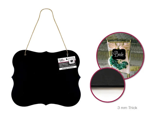 Craft Decor: 9" Chalkboard Wall Plaque w/Jute Cord Hanger E) Bracket Border