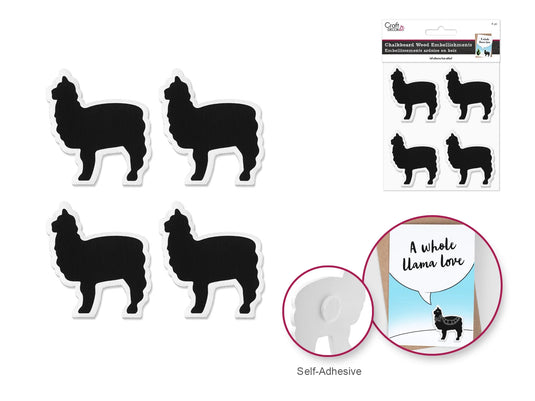 Craft Decor: 5cm Chalk-It-Up Icon Wood Stickers A) Llama