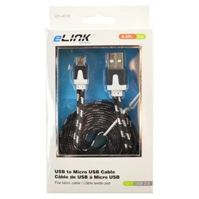 6.6 FT. MICRO USB BRAIDED CABLE; BLACK