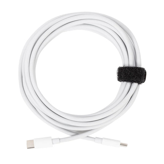 iFocus 10 ft. 5A USB-C to C Cable PD Charging, Dual core,Wht,w/ strap