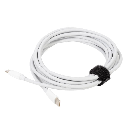 iFocus 10 ft. 5A USB-C to C Cable PD Charging, Dual core,Wht,w/ strap