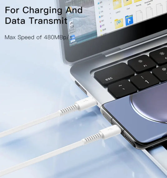 1Meter 60W PVC Cable Type-C To Type-C Fast Charge Data Cable