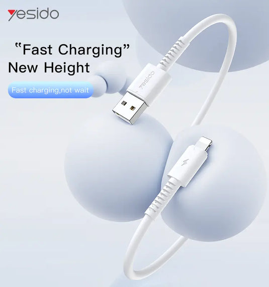 1M PVC USB to Lighting 2.4A Fast Charging Data Cable For iPhone