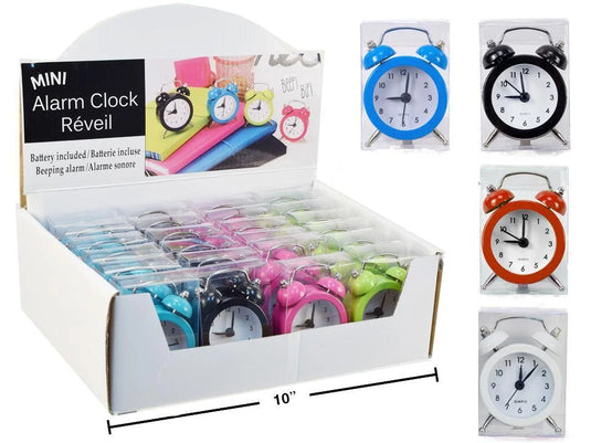B/O Mini Alarm Clock, pvc box w/tray & label