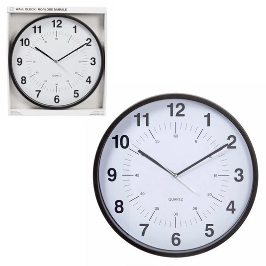 KG Synchro Silent 12" Wall Clock (NON-TICKING)-BLACK, 0.75in D (AZ)