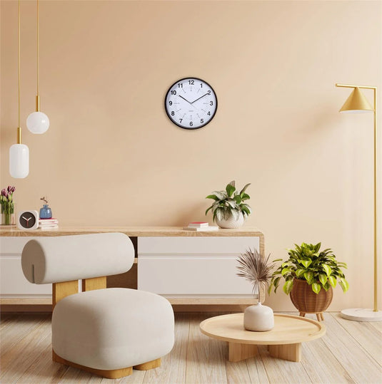 KG Synchro Silent 12" Wall Clock (NON-TICKING)-BLACK, 0.75in D (AZ)