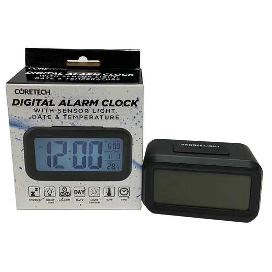 CORETECH RÉVEIL DEL/ LCD DIGITAL ALARM CLOCK - BLACK (5.5" X 3")