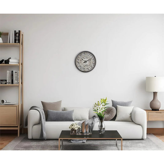 KG Vigor 20"Blk CutOut Wall Clock 6168 Movnt, Brown Box , Screws (Tx)