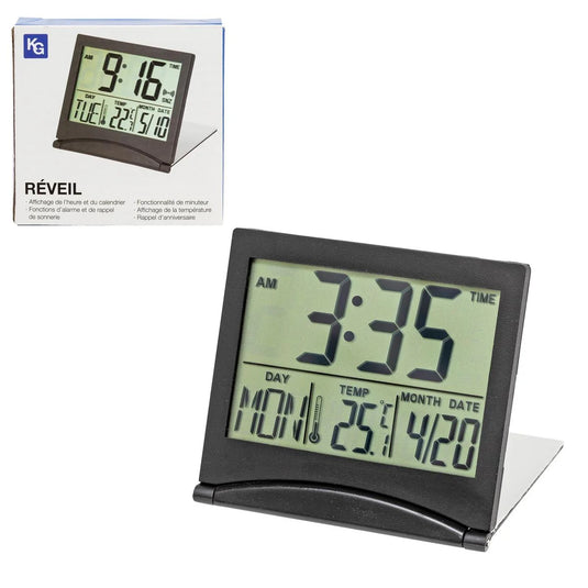 KG Flip Travel Alarm Clock-Black (AZ)