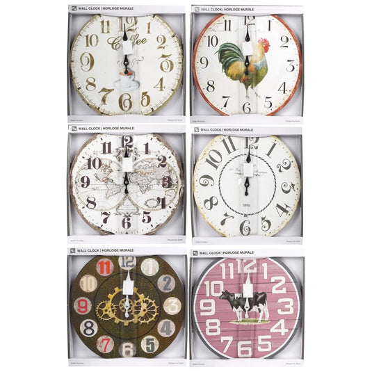 KG Wesley 13"Vintage Wall Clock, Mdf Shrink Wrap (Az)