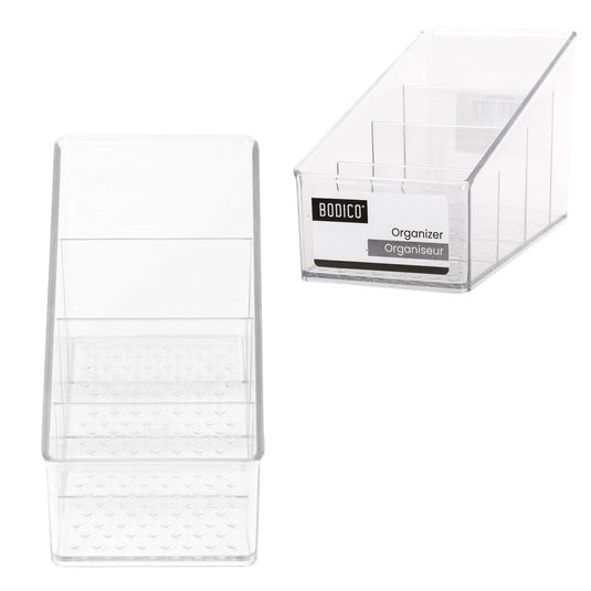 Bodico, 4 Section organizer tiered, 15*7*8.8cm, clear, label
