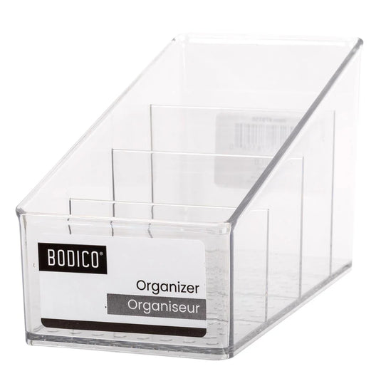 Bodico, 4 Section organizer tiered, 15*7*8.8cm, clear, label