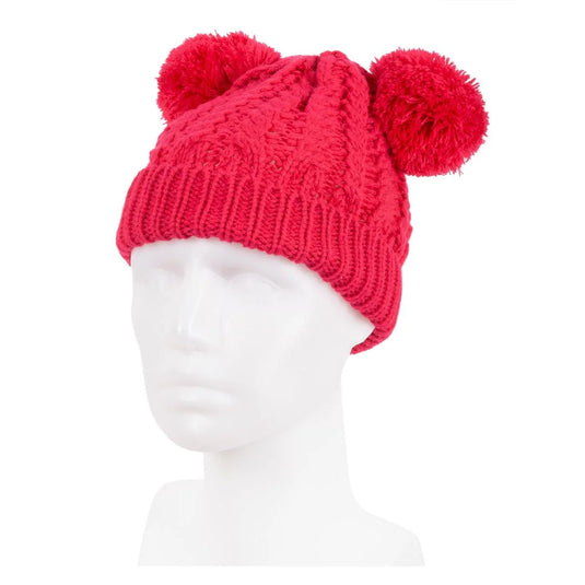 Nordic T. Girls Beanie Hat w/Pom Poms, Sizes:3-8Y, j-hook w/cht