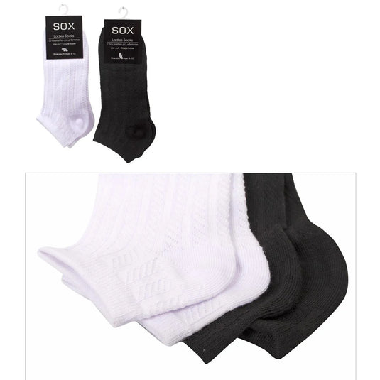 Sox, Ladies Ribbed Low Cut Socks, poly/span, hc