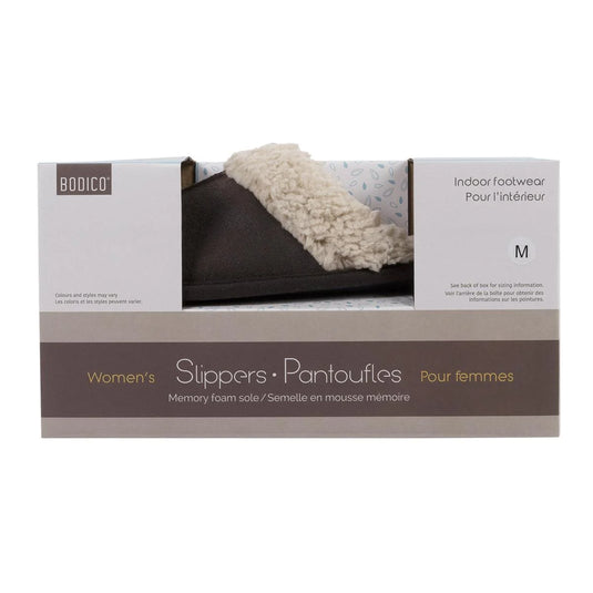 Bodico, Women's Sherpa Slipper w Memory Foam, 3 sizes, col box
