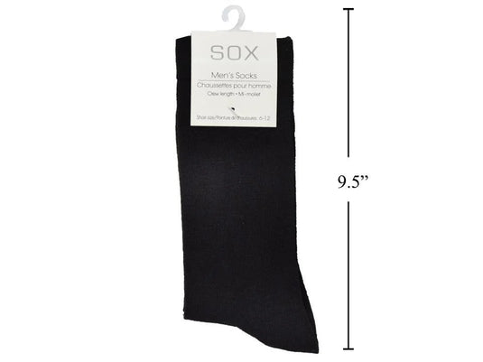 SOX, Men's Crew Socks, Black one size (6-12), h/c, 95poly/5span