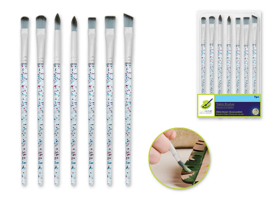 Artist Brush Set: Taklon Glitter Accent Series Clear PS Handle B) Rainbow Flake Versatile 2