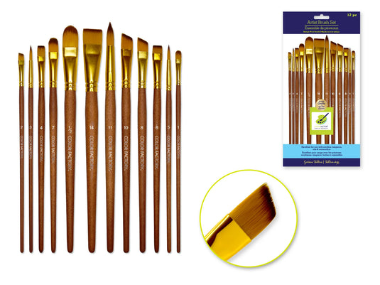 Artist Brush Set: Antique Wood Premium Taklon Set A) Art Medley