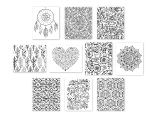 Color Factory: 9.8"x11.8" Canvas Pad w/Design Outlines 10Sheet B) Abstract Art