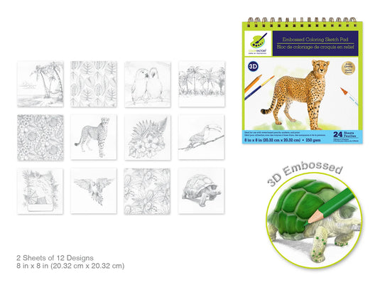 Color Factory: 3D Embossed Coloring Sketch Pad 8"x8" 250gsm 24Sht B) Tropicana