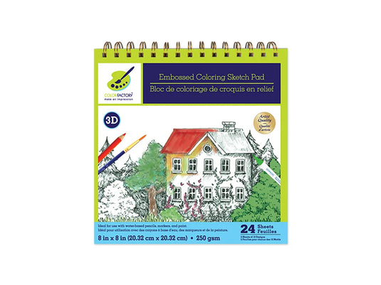 Color Factory: 3D Embossed Coloring Sketch Pad 8"x8" 250gsm 24Sht C) No Place Like Home