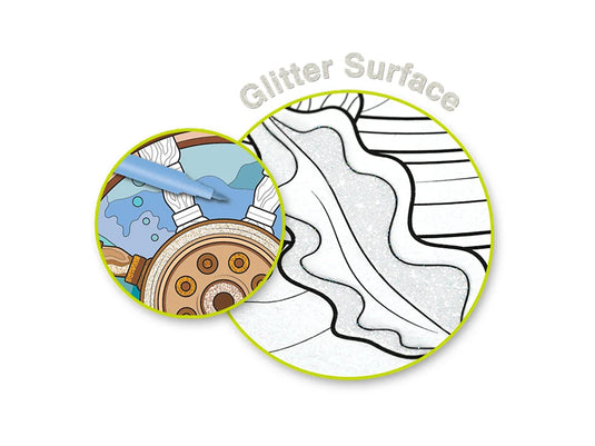 Color Factory: Glitter Coloring Pad 8.25"X8.25" 180Gsm 24Sht E) Sea Life