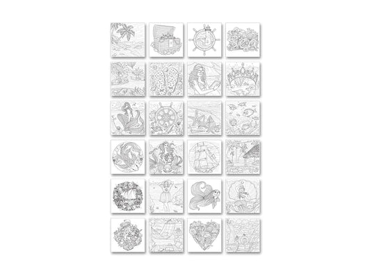 Color Factory: Glitter Coloring Pad 8.25"X8.25" 180Gsm 24Sht E) Sea Life