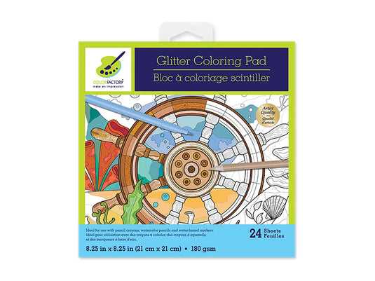 Color Factory: Glitter Coloring Pad 8.25"X8.25" 180Gsm 24Sht E) Sea Life
