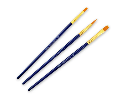 Artist Brush Set: Master Stroke Set x3 Classic1 GoldenNylon Flat#2+Flat#6+Rnd#6