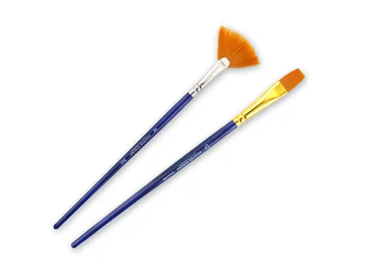 Artist Brush Set: Master Stroke Set x2 Fan/Flat GoldenNylon Fan #4+Flat #12