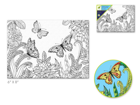 Stretch Artist Printed Canvas: 6"x8" Primed Back-Stapled DIY A) Butterflies
