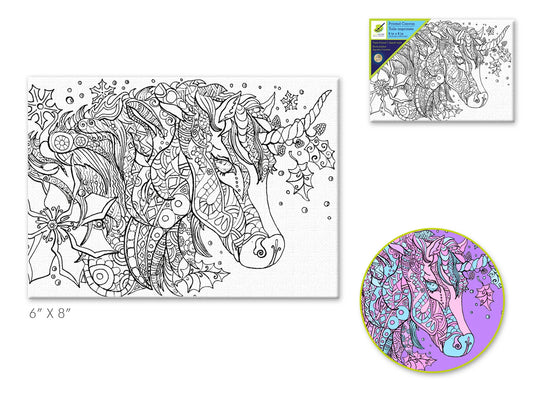 Stretch Artist Printed Canvas: 6"x8" Primed Back-Stapled DIY B) Unicorn