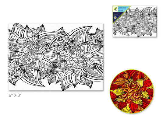 Stretch Artist Printed Canvas: 6"x8" Primed Back-Stapled DIY C) Floral