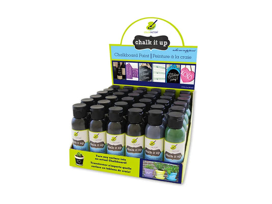 Color Factory: 2oz Chalk-It-Up Chalkboard Surface Paint Asst 3styles Asst Black + Sap Green