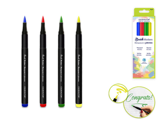 Color Factory: Soft Brush Tip Markers 4pk A) Brights