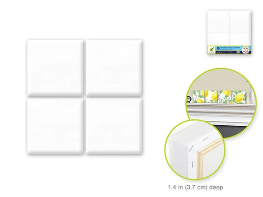 Stretch Artist Canvas: 4"x4" x1.4" Deep 4-Square Set Primed Back-Stapled