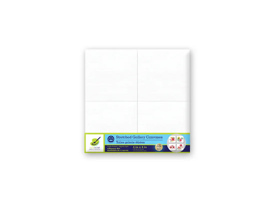 Stretch Artist Canvas: 4"x4" x1.4" Deep 4-Square Set Primed Back-Stapled
