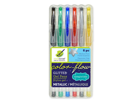 Color Factory Tool: Color-Flow Glitter Gel Pen 'Living In Color' Premium B) Metallics