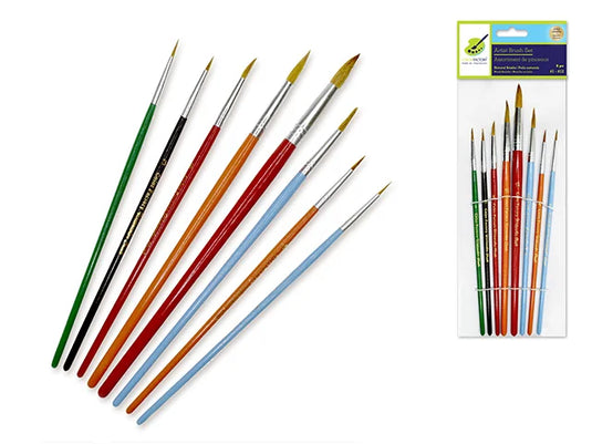 Artist Brush Set: #1-#12 Natural Bristle Round Wood Handle