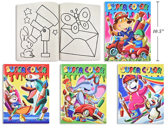 SUPER COLOURING BOOK 8X10.5" 64 PAGES 4 TITLES ( COVERS MAY VARY )