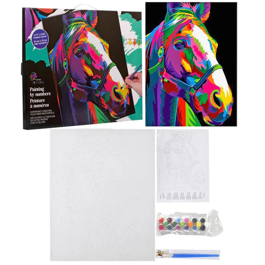T4C,Color by no., horse canvas, Acrylic Paint, Paper Box