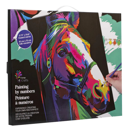 T4C,Color by no., horse canvas, Acrylic Paint, Paper Box
