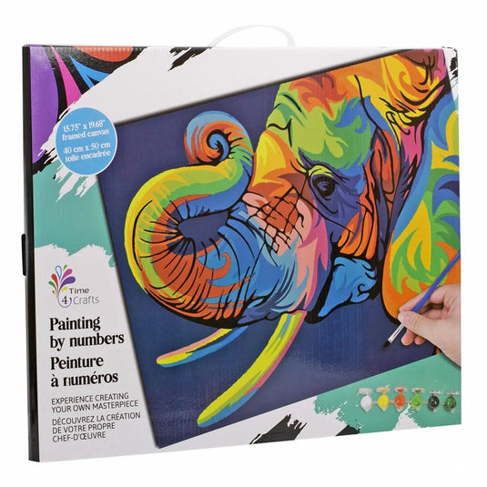 T4C,Color by no., Elephant canvas, Acrylic Paint, Paper Box
