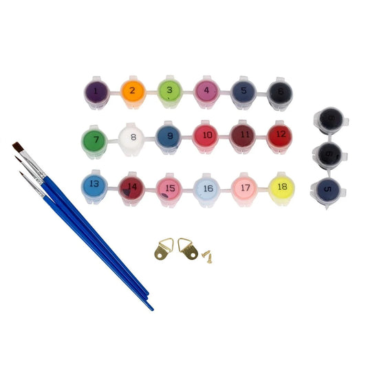 T4C,Color by no.,Lion canvas, Acrylic Paint, Paper Box