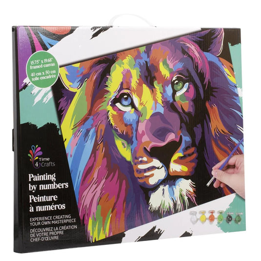 T4C,Color by no.,Lion canvas, Acrylic Paint, Paper Box